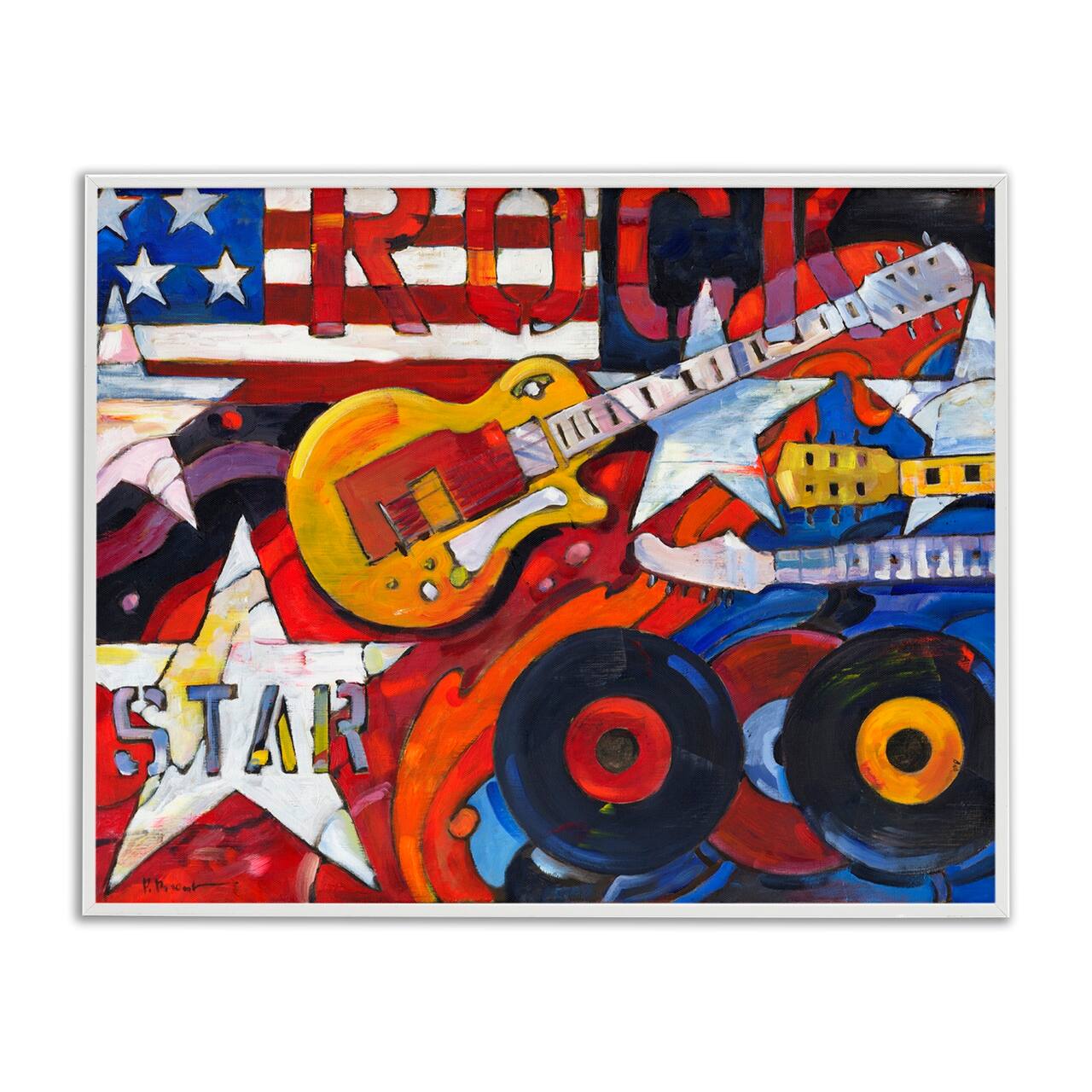 Stupell Industries Rockstar Americana Music Tribute Framed Giclee Art